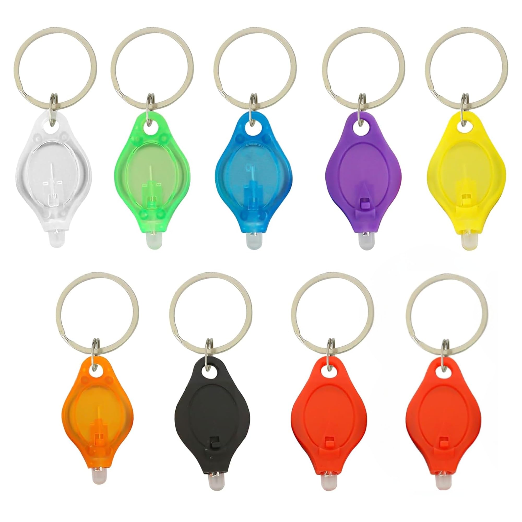9PCS LED Flashlight Keychain Ring, Mini Small White Rows Ultra